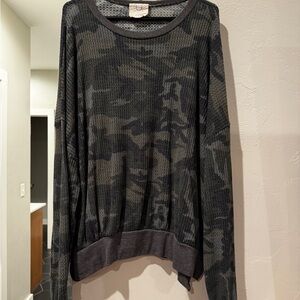 Dressed in LALA Camouflage Long Sleeve Top - Black and Green